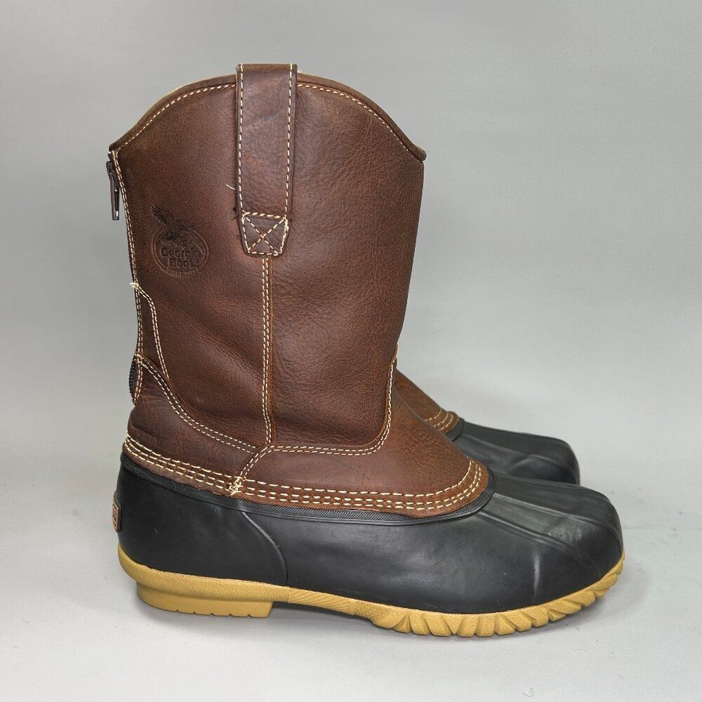 Georgia Boot Marshland Boots Boy's Size 7 Brown Leather Pull On Muck Duck Boots